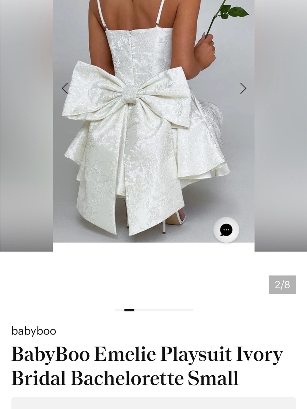 BabyBoo Emelie Playsuit Ivory Bridal Bachelorette Small - Picture 2 of 5